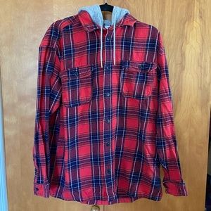 H&M Plaid Flannel Hooded Coat
